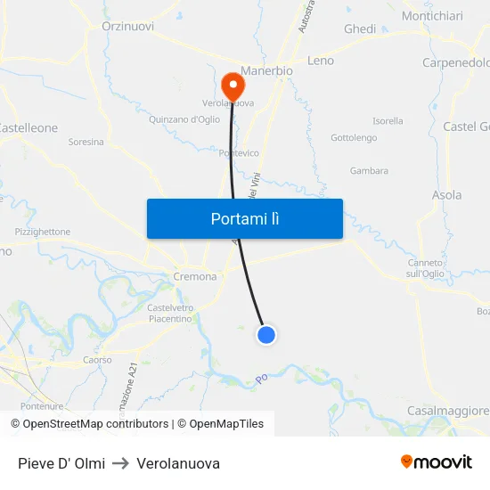 Pieve D' Olmi to Verolanuova map