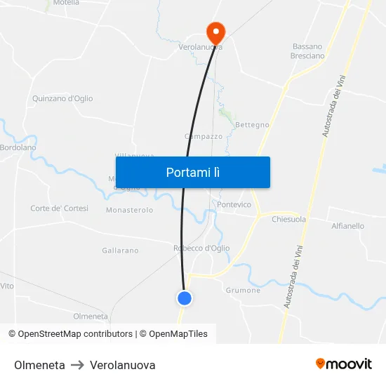 Olmeneta to Verolanuova map