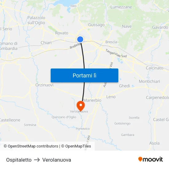 Ospitaletto to Verolanuova map