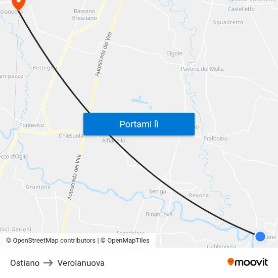 Ostiano to Verolanuova map