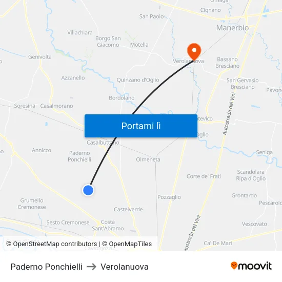 Paderno Ponchielli to Verolanuova map