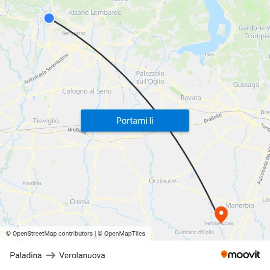 Paladina to Verolanuova map