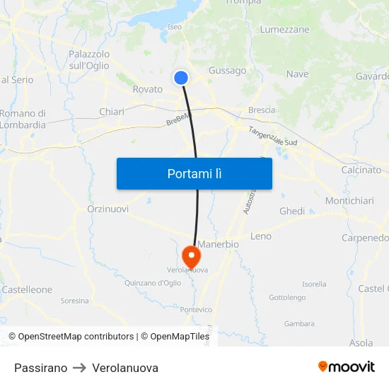 Passirano to Verolanuova map