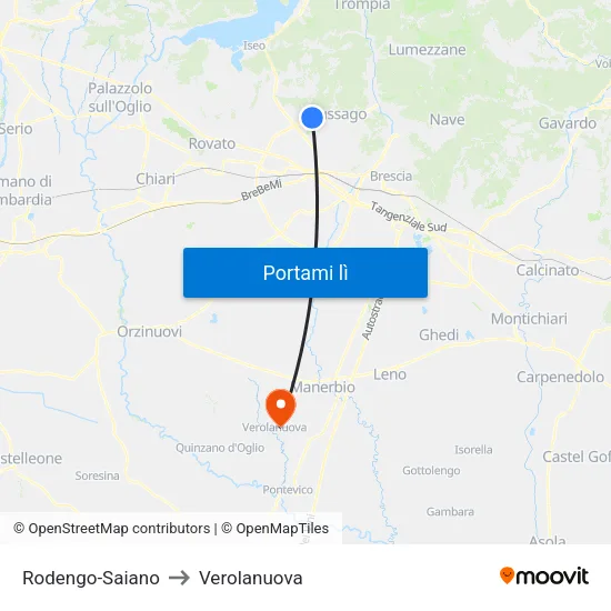 Rodengo-Saiano to Verolanuova map