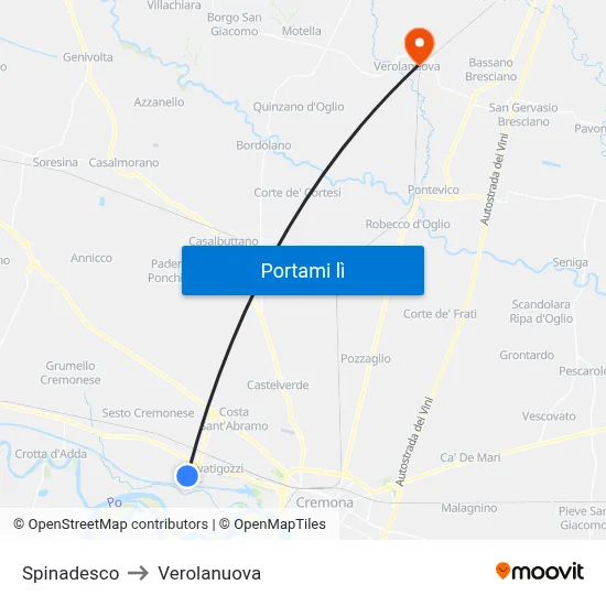 Spinadesco to Verolanuova map