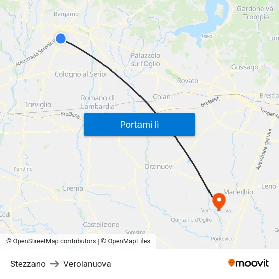 Stezzano to Verolanuova map