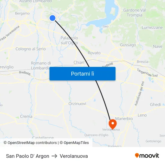 San Paolo D' Argon to Verolanuova map