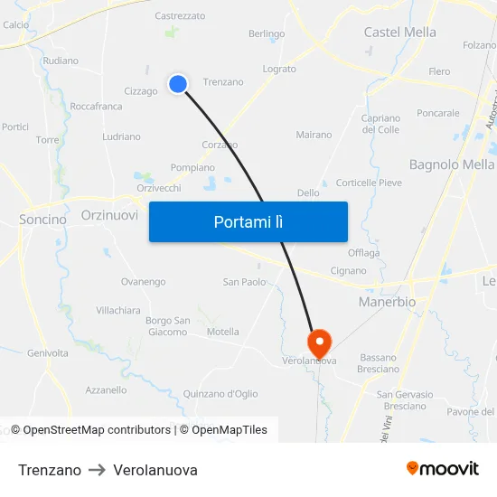 Trenzano to Verolanuova map