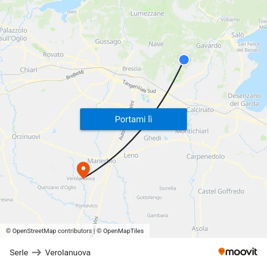 Serle to Verolanuova map