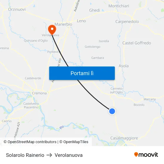 Solarolo Rainerio to Verolanuova map