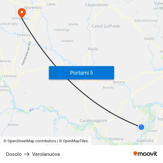 Dosolo to Verolanuova map