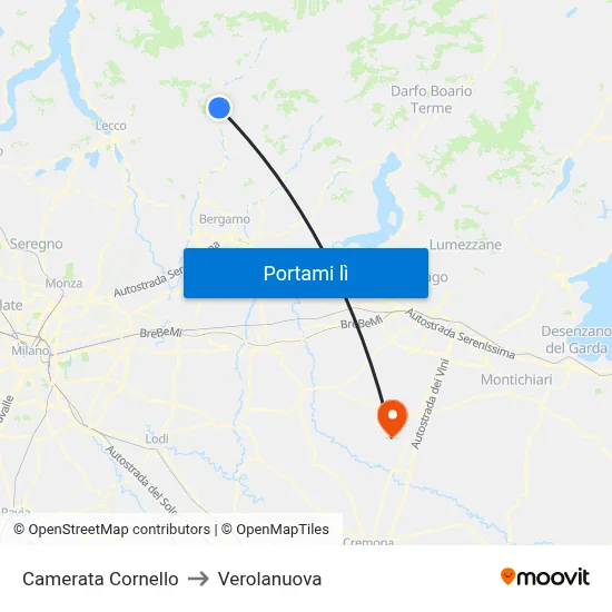 Camerata Cornello to Verolanuova map
