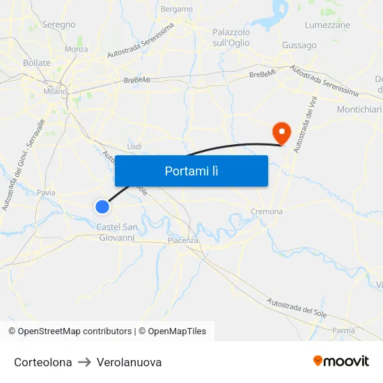 Corteolona to Verolanuova map