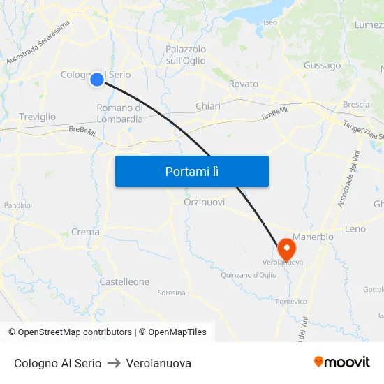 Cologno Al Serio to Verolanuova map