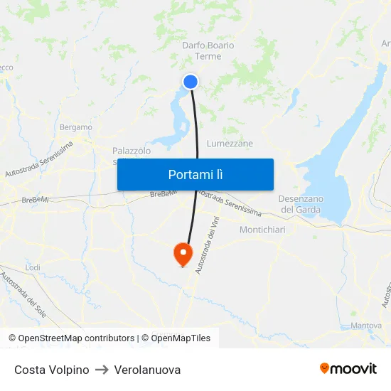 Costa Volpino to Verolanuova map