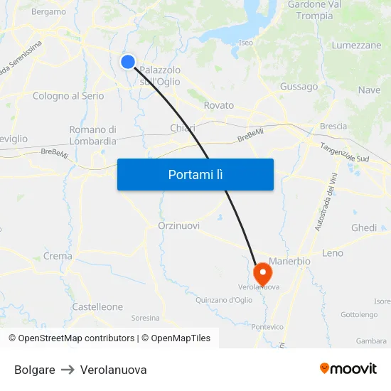 Bolgare to Verolanuova map