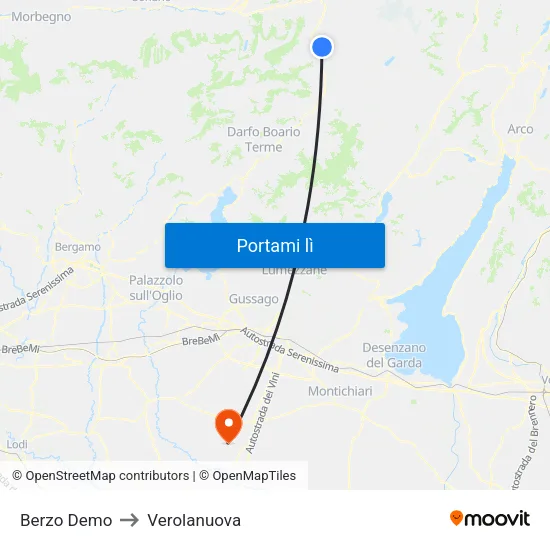 Berzo Demo to Verolanuova map