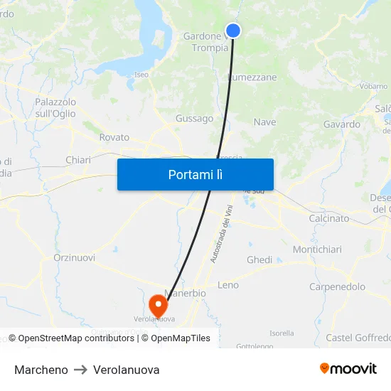 Marcheno to Verolanuova map