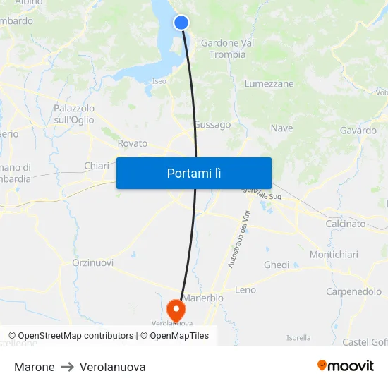 Marone to Verolanuova map