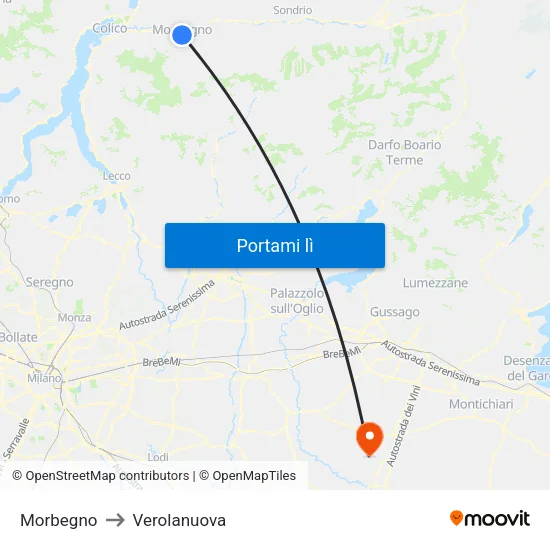 Morbegno to Verolanuova map