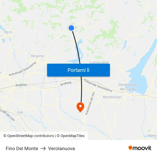 Fino Del Monte to Verolanuova map