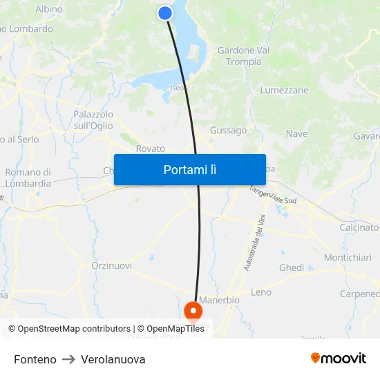 Fonteno to Verolanuova map