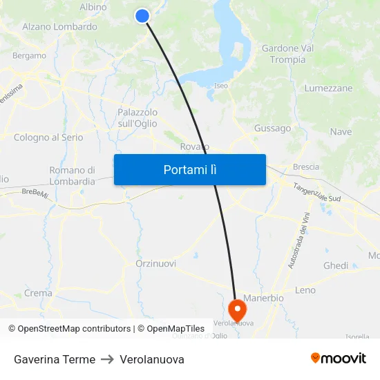 Gaverina Terme to Verolanuova map