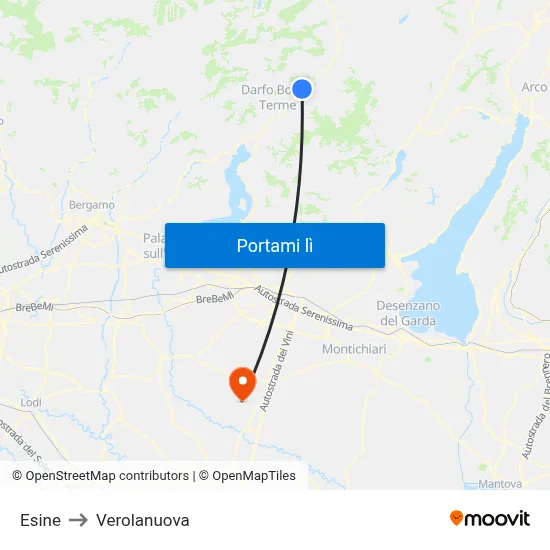Esine to Verolanuova map