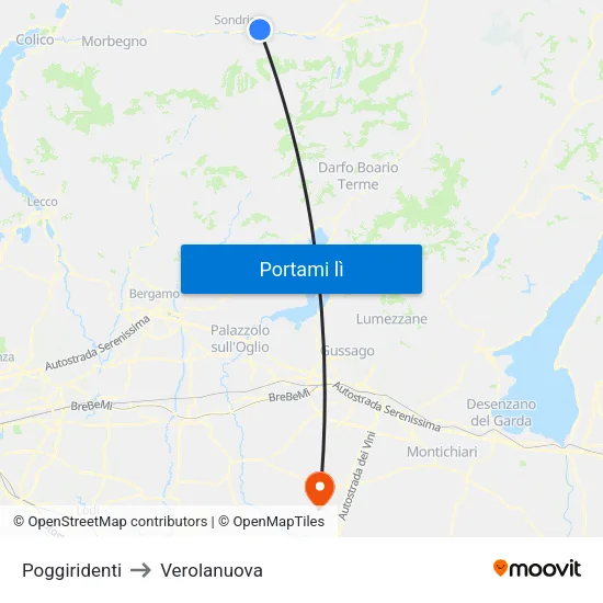 Poggiridenti to Verolanuova map