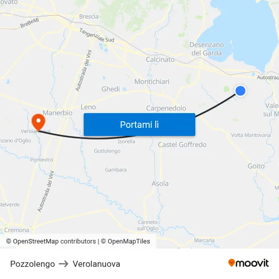 Pozzolengo to Verolanuova map