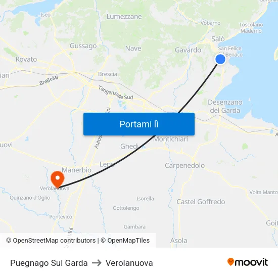 Puegnago Sul Garda to Verolanuova map