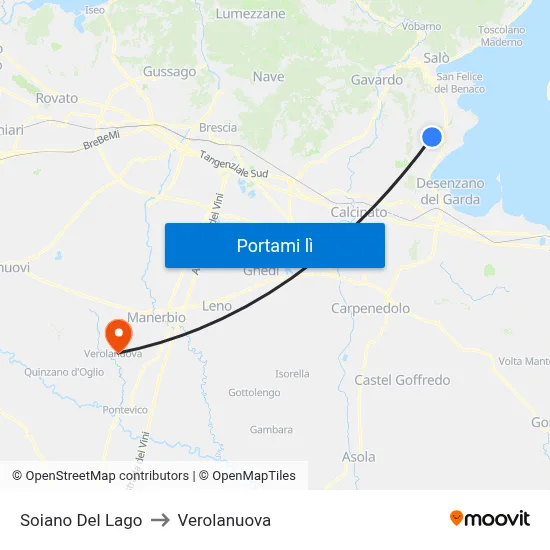 Soiano Del Lago to Verolanuova map