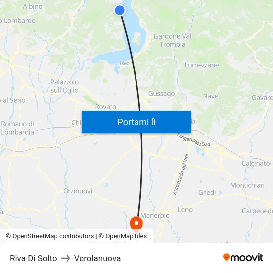 Riva Di Solto to Verolanuova map