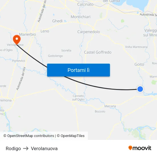 Rodigo to Verolanuova map