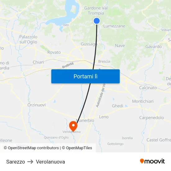 Sarezzo to Verolanuova map