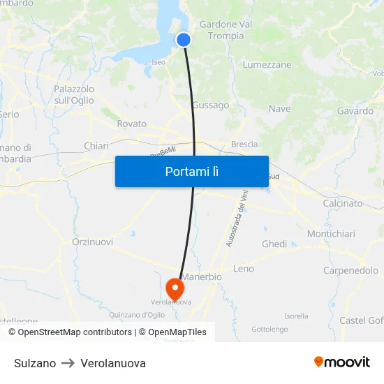 Sulzano to Verolanuova map