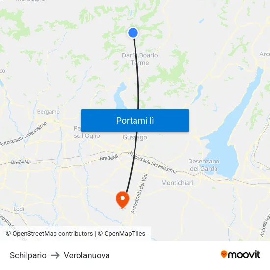Schilpario to Verolanuova map