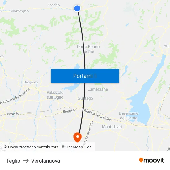 Teglio to Verolanuova map