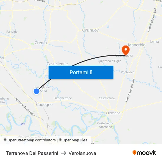 Terranova Dei Passerini to Verolanuova map