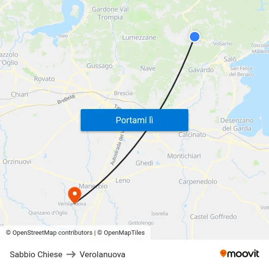 Sabbio Chiese to Verolanuova map