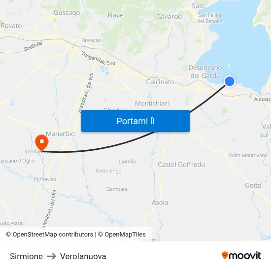 Sirmione to Verolanuova map