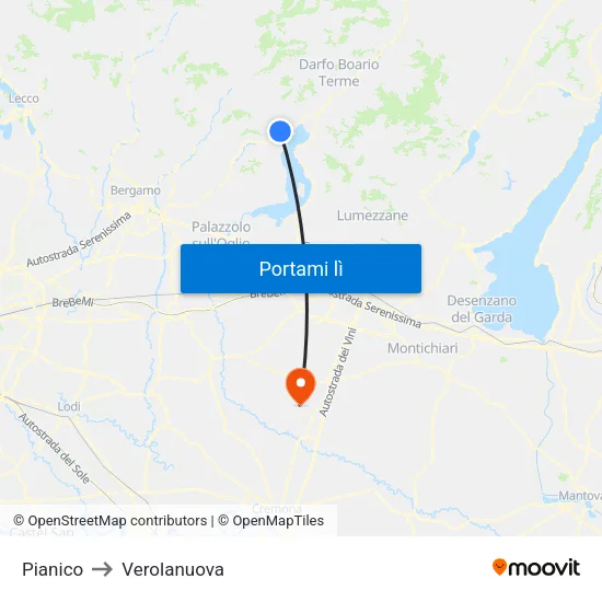 Pianico to Verolanuova map