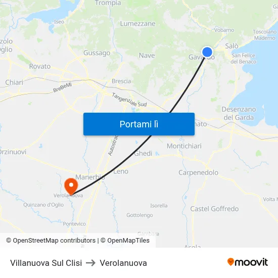 Villanuova Sul Clisi to Verolanuova map