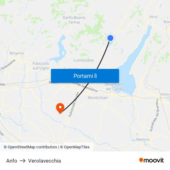 Anfo to Verolavecchia map