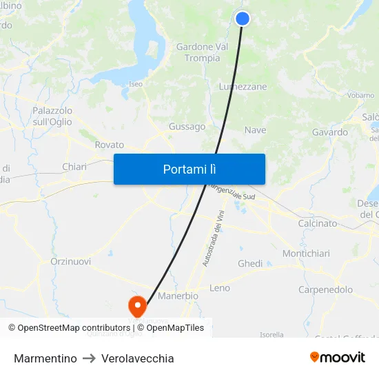 Marmentino to Verolavecchia map