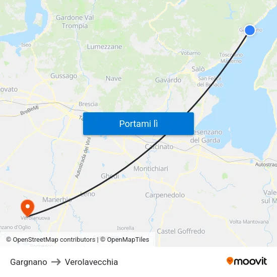 Gargnano to Verolavecchia map