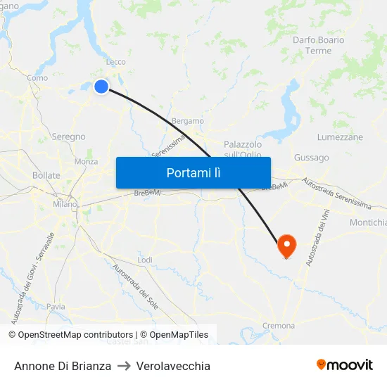 Annone Di Brianza to Verolavecchia map