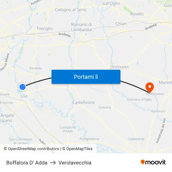 Boffalora D' Adda to Verolavecchia map
