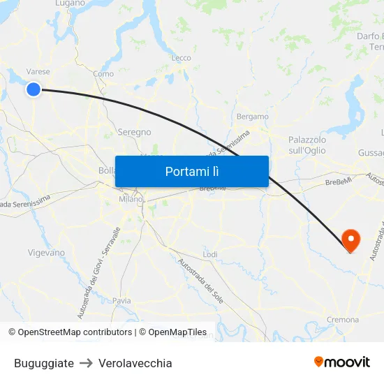 Buguggiate to Verolavecchia map