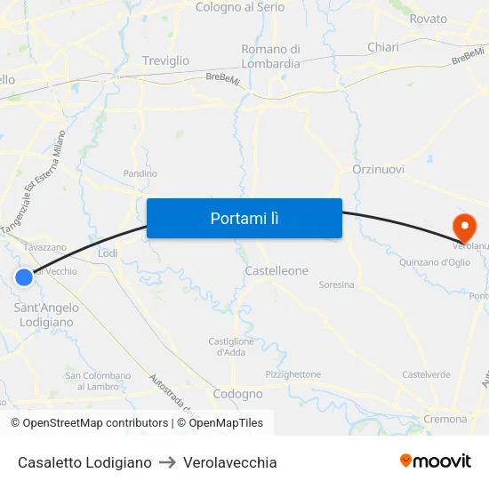Casaletto Lodigiano to Verolavecchia map